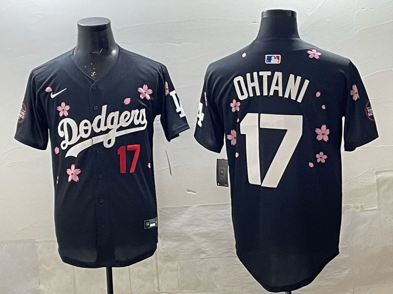 Men 2025 Nike Los Angeles Dodgers #17 Ohtani Black Game MLB Jersey 05